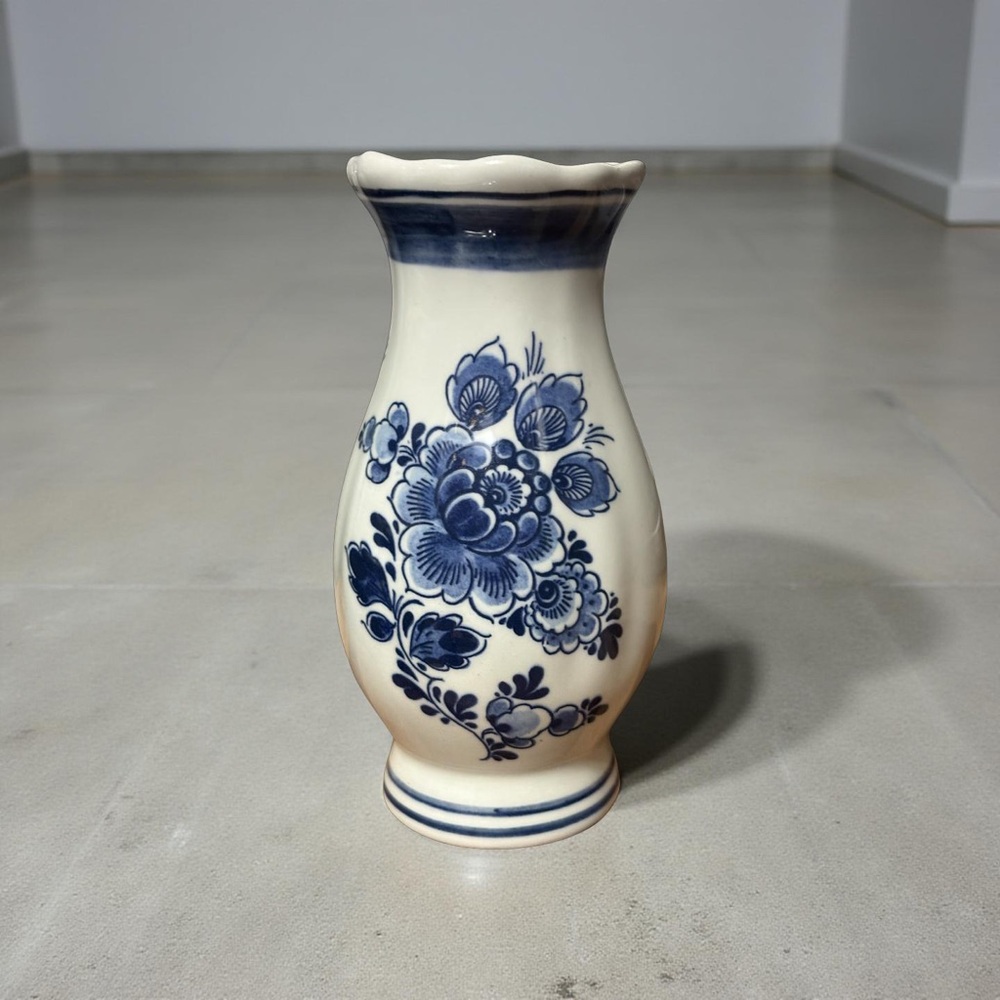 Delft Blue and White Floral Vase